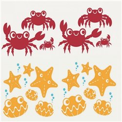 Трафарет Крабы и морские ракушки - Модульная картины, Репродукции, Декоративные панно, Декор стен