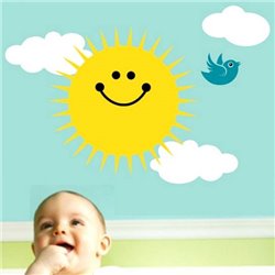 Трафарет Солнышко+облака+птички - Модульная картины, Репродукции, Декоративные панно, Декор стен