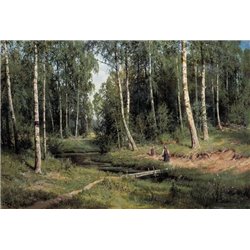 Ручей в березовом лесу - Модульная картины, Репродукции, Декоративные панно, Декор стен
