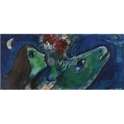 Женщина на зеленом осле с красным букетом - Модульная картины, Репродукции, Декоративные панно, Декор стен