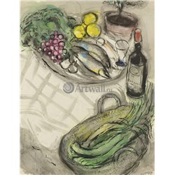 Рыба, лук порей и бутылка бордо - Модульная картины, Репродукции, Декоративные панно, Декор стен