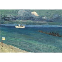 Рапалло, морской пейзаж с пароходом - Модульная картины, Репродукции, Декоративные панно, Декор стен