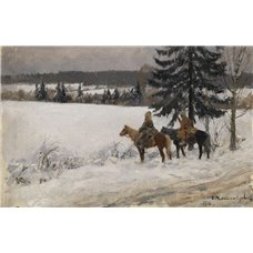 Картина на холсте по фото Модульные картины Печать портретов на холсте Владимиров Иван «Зимний пейзаж с казаками»