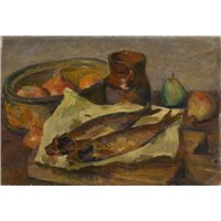Портреты картины репродукции на заказ - Браз Осип «Натюрморт с рыбой»