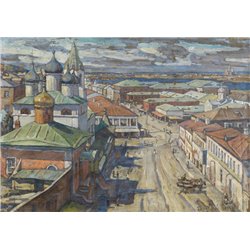 Петровичев Петр « Вид на церковь Иоанна Крестителя с Рождественской улицы, Нижний Новгород» - Модульная картины, Репродукции, Декоративные панно, Декор стен