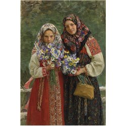 Куликов Иван «Крестьянки» - Модульная картины, Репродукции, Декоративные панно, Декор стен