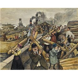 Симаков Иван «Разгрузка баржи» - Модульная картины, Репродукции, Декоративные панно, Декор стен