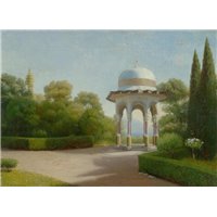 Портреты картины репродукции на заказ - Кондратенко Гавриил «Летний парковый пейзаж с беседкой»