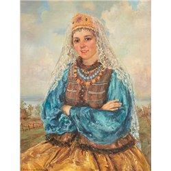 Кацура-Фалилеева Екатерина «Портрет девушки» - Модульная картины, Репродукции, Декоративные панно, Декор стен