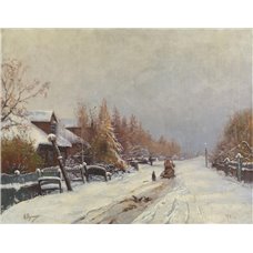 Картина на холсте по фото Модульные картины Печать портретов на холсте Ризниченко Федор «Катание на санях по зимней деревне»