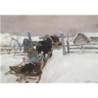 Портреты картины репродукции на заказ - Степанов Алексей «Зимой на санях»