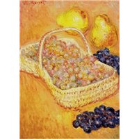 Портреты картины репродукции на заказ - Корзина с виноградом, айва и груши