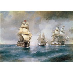 Бриг Меркурий, атакованный турецкими кораблями - Модульная картины, Репродукции, Декоративные панно, Декор стен