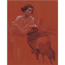 Женщина у стола - Модульная картины, Репродукции, Декоративные панно, Декор стен