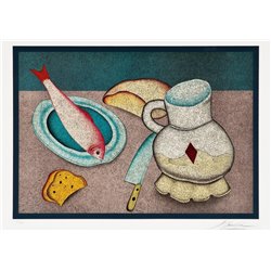 Натюрморт с рыбой и хлебом - Модульная картины, Репродукции, Декоративные панно, Декор стен