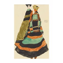 Две женщины в полосатых и клетчатых платьях - Модульная картины, Репродукции, Декоративные панно, Декор стен