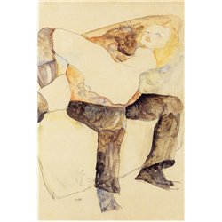 Мужчина, держащий женщину на коленях - Модульная картины, Репродукции, Декоративные панно, Декор стен