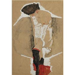Стоящая женщина в черных чулках - Модульная картины, Репродукции, Декоративные панно, Декор стен