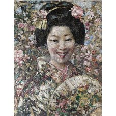Картина на холсте по фото Модульные картины Печать портретов на холсте Улыбающаяся гейша