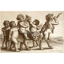 Четыре мальчика, юный сатир и леопард - Модульная картины, Репродукции, Декоративные панно, Декор стен