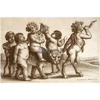 Портреты картины репродукции на заказ - Четыре мальчика, юный сатир и леопард
