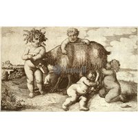 Портреты картины репродукции на заказ - Четыре мальчика, юный сатир и коза