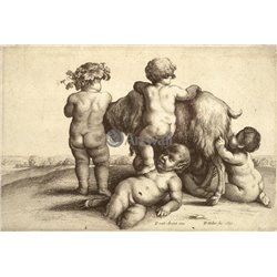Четыре мальчика, юный сатир и коза - Модульная картины, Репродукции, Декоративные панно, Декор стен