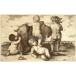 Четыре мальчика, юный сатир и коза - Модульная картины, Репродукции, Декоративные панно, Декор стен