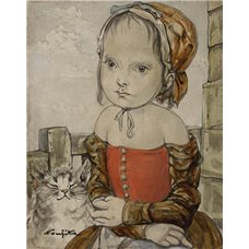 Картина на холсте по фото Модульные картины Печать портретов на холсте Девочка с кошкой