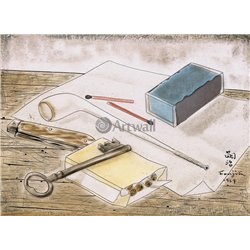 Натюрморт с курительными принадлежностями и ключом - Модульная картины, Репродукции, Декоративные панно, Декор стен