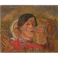Автопортрет с курицей и петухом