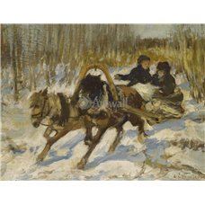 Картина на холсте по фото Модульные картины Печать портретов на холсте Катание на санях
