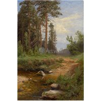 Лесной пейзаж с ручьем