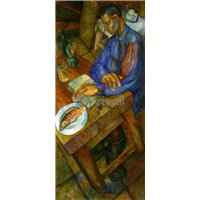 Портреты картины репродукции на заказ - Школа Филонова - Тэнисман, Рабочий, сидящий за столом