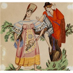 Фигуры в русских национальных костюмах - Модульная картины, Репродукции, Декоративные панно, Декор стен