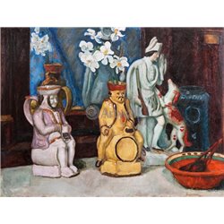 Натюрморт с фарфоровыми фигурами - Модульная картины, Репродукции, Декоративные панно, Декор стен
