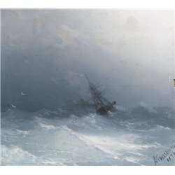 Американский корабль во время шторма - Модульная картины, Репродукции, Декоративные панно, Декор стен