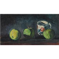 Портреты картины репродукции на заказ - Три яблока и чашка