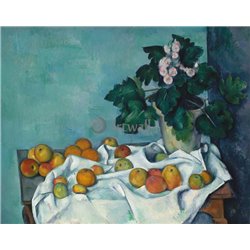 Натюрморт с яблоками и горшком с первоцветами - Модульная картины, Репродукции, Декоративные панно, Декор стен