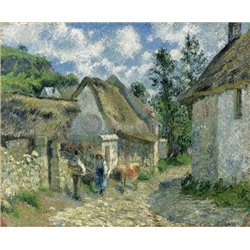 Асфальтированная улица в Валермиле, Овер-сюр-Уаз, дома и коровы - Модульная картины, Репродукции, Декоративные панно, Декор стен