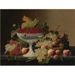 Натюрморт с фруктами и земляникой в вазе - Модульная картины, Репродукции, Декоративные панно, Декор стен