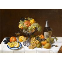 Натюрморт с фруктами и бутылкой с шампанским