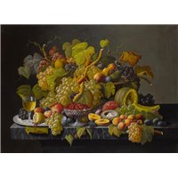 Портреты картины репродукции на заказ - Натюрморт с виноградом и бокалом