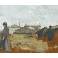 Портреты картины репродукции на заказ - В деревне, эскиз