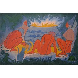 Ведьмы вокруг огня - Модульная картины, Репродукции, Декоративные панно, Декор стен
