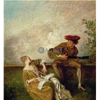 Гитарист и молодая дама с нотной тетрадью