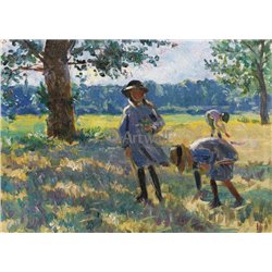 Девочки, собирающие цветы - Модульная картины, Репродукции, Декоративные панно, Декор стен