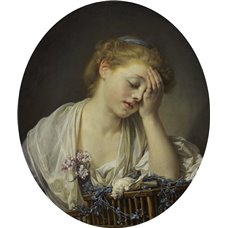 Картина на холсте по фото Модульные картины Печать портретов на холсте Девушка с канарейкой