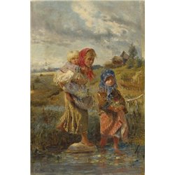 Дети, бегущие от грозы - Модульная картины, Репродукции, Декоративные панно, Декор стен