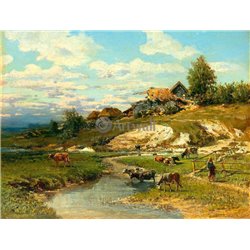 Деревенский пейзаж - Модульная картины, Репродукции, Декоративные панно, Декор стен